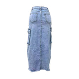 Light Blue Split Pocket Mini Denim Skirt