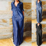 Denim Long Shirt Dress| Casual Chic Knee-Length Jean Look