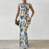 Lemon Floral Maxi Dress| Bodycon Summer Dress