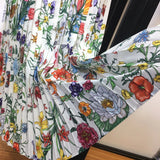 Floral Print Pleated Midi Dress with Turn-Down Collar