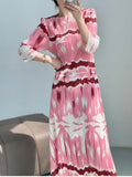 Tie-Dye Printed Mid-Calf Dress for Women