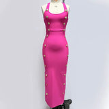 Black Bandage Dress with Metal Buttons