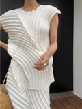 Irregular White Pleated Two-Piece Set