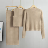 3-Piece Knitted Dress Set with Cardigan & Belt