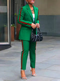 Side Striped High Waist Suit Pants