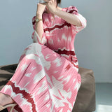 Tie-Dye Printed Mid-Calf Dress for Women