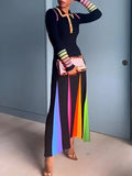 Elegant Patchwork Knee-Length Outfit