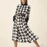 Bright Black/Green Midi Lapel Dress