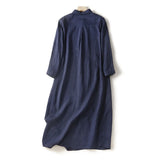 Casual Long Dress with Turn-Down Collar