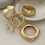 Chunky Gold Spring Bangles| Heavy Metal Bracelet Set