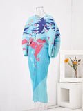 Miakiye V-Neck Batwing Sleeve Pleated Dress