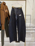 Spliced Button Two Piece Denim Set