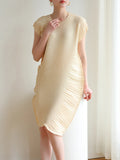 Miyake Crinkle Pleated Stretch Dress for Women
