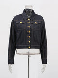 Spliced Button Two Piece Denim Set