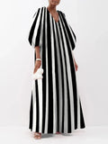 Striped V-Neck Maxi Dress