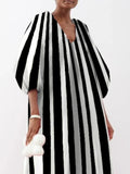 Striped V-Neck Maxi Dress