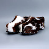 Handmade Studded Platform Fur Slippers