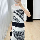Bright Black & White Printed Stretch Dress