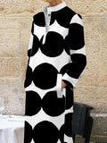 Polka-Dot Split-Side Stand Collar Maxi Dress for Women