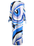 Narvana Abstract Printed V-Neck Ankle-Length Dress