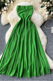 Strapless Pleated Maxi Dress