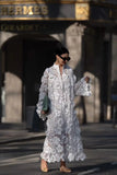 Bright White Dress| 3D Floral Embroidered