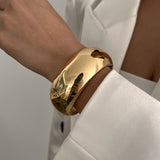 Chunky Gold Spring Bangles| Heavy Metal Bracelet Set