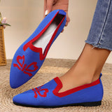 Bow Design Embroidered Pointed Toe Flat