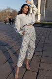 Sequin Denim Pencil Jeans High Waist Slim Fit