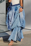 Plus Size Bubble Denim Skirt