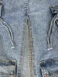 Light Blue Split Pocket Mini Denim Skirt