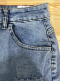 Light Blue Split Pocket Mini Denim Skirt