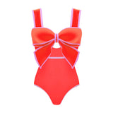 Ruffles Colorful Flower Print One Piece Swimsuit and skirt Swimwear