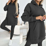 Two Piece Tracksuit Set - Hooded Sweatshirt/Leggings