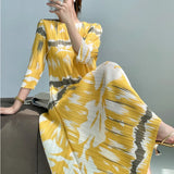 Tie-Dye Printed Mid-Calf Dress for Women