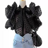 Lantern Sleeve Crop Top