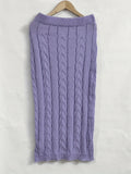Solid Knitted Two Piece Skirt and Sweater Set for Women