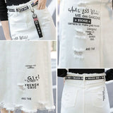 White Distressed Denim Mid-Calf Skirt| Chic Casual Women’s Skirt