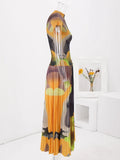 Abstract Contrast Print Two Piece Skirt Set for Women