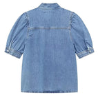 Bow Embellished Denim Set  Shirt & Skirt Combo