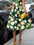 Elegant Floral Midi Dress| Bright Spring
