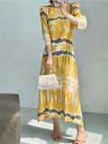 Tie-Dye Printed Mid-Calf Dress for Women