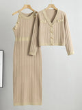 Knitted 2-Piece Set| Sweatshirt & Slim Dress