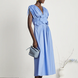 Spliced Bodice Floral Applique Spring Dress