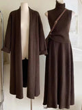3-Piece Knit Set – Turtleneck Vest & Maxi Skirt for Fall 2025