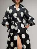 Polka Dot Open Split Ruffled Maxi Dress