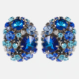Statement Blue Rhinestone Earrings 
