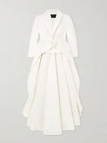 Valeria White Tuxedo Train Pants Set