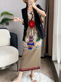 Orient Garden Sleeveless Round Neck Stretch Dress for Women