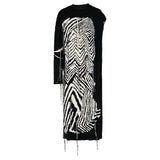 Striped Knit Tassel Dress